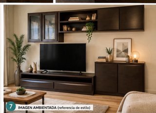 Mueble salón madera maciza, color wengue