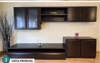 Mueble salón madera maciza, color wengue
