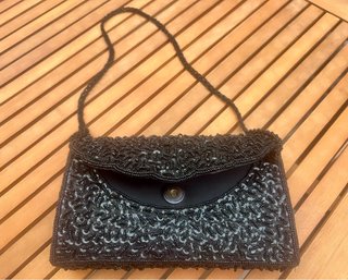 Bolso Cartera Negro Lentejuelas