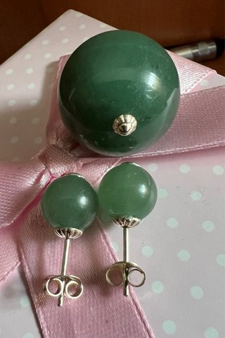 Colgante Y Pendientes Jade Natural Y Plata 925