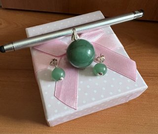 Colgante Y Pendientes Jade Natural Y Plata 925