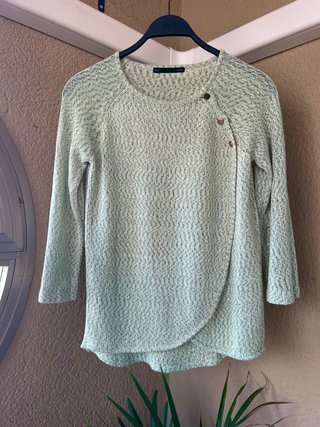 Jersey Zara jaspeado verde asimétrico Talla S