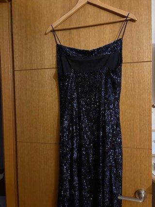 Vestido lentejuelas Zara azul marino
