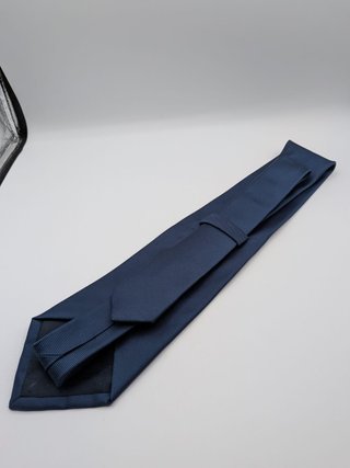 Cravatta Uomo Blu Avio Tinta Unita 100% Seta Made