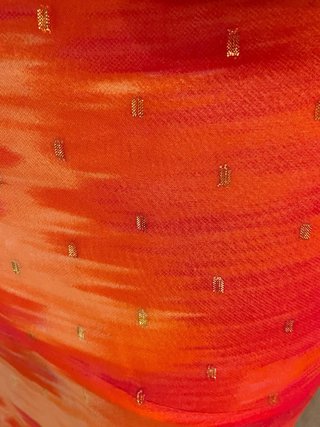 Vestido largo estampado naranja y rojo
