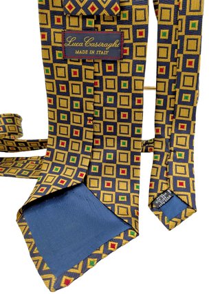 Cravatta Luca Casiraghi 100% Seta Blu Oro