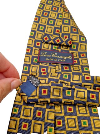 Cravatta Luca Casiraghi 100% Seta Blu Oro