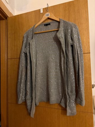 Chaqueta Mango lentejuelas gris