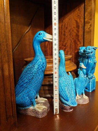 Patos azules porcelana China esmaltada años 70