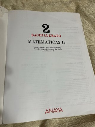 Matemáticas II. 2o de Bachillerato