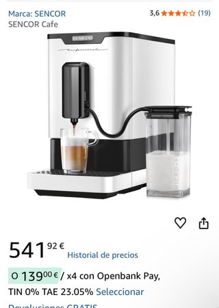 Cafetera Sencor con Molinillo Integrado sin usar