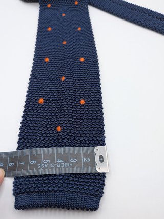 Cravatta a Maglia Uomo 100% Seta Blu Navy Pois