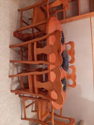 Conjunto rústico mesa comedor madera