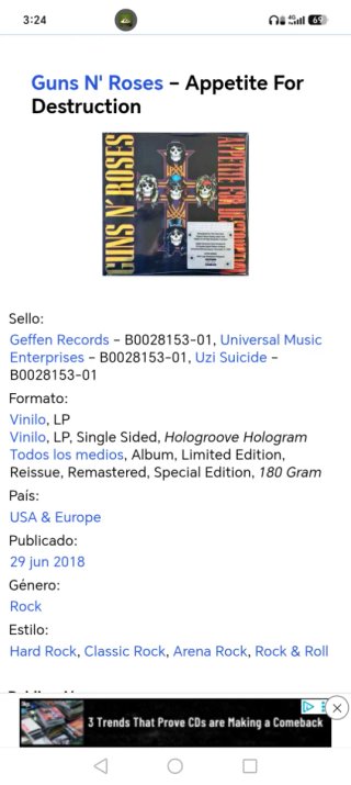 Vinilo Guns N' Roses Appetite for Destruction