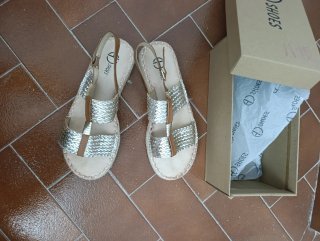 Sandalias esparto verano plateadas