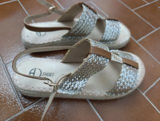 Sandalias esparto verano plateadas