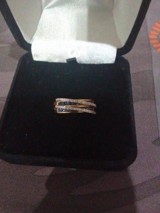 Anillo Oro 24K Zafiros y Diamantes