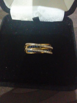 Anillo Oro 24K Zafiros y Diamantes