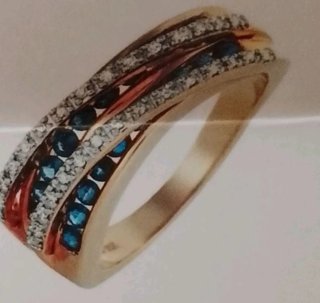 Anillo Oro 24K Zafiros y Diamantes