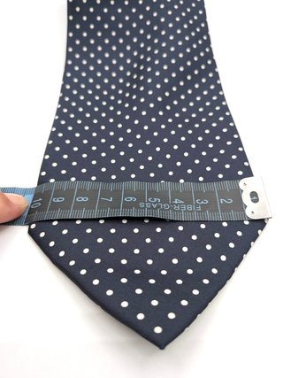 Cravatta Uomo 100% Seta Blu Navy Pois Bianchi