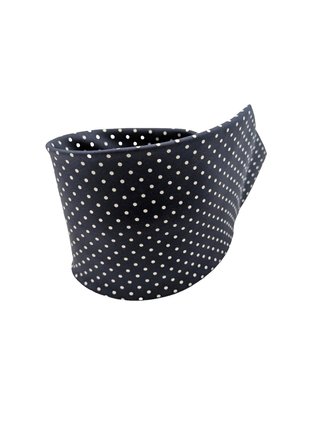 Cravatta Uomo 100% Seta Blu Navy Pois Bianchi