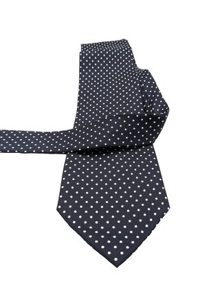 Cravatta Uomo 100% Seta Blu Navy Pois Bianchi