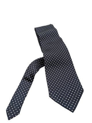 Cravatta Uomo 100% Seta Blu Navy Pois Bianchi