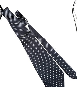 Cravatta Uomo 100% Seta Blu Navy Pois Bianchi