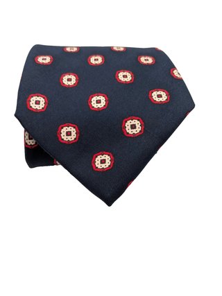 Carven Paris Cravatta Uomo Blu Navy Fantasia Made