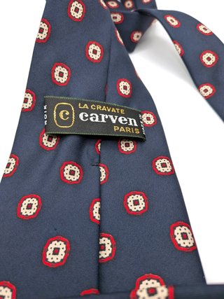 Carven Paris Cravatta Uomo Blu Navy Fantasia Made