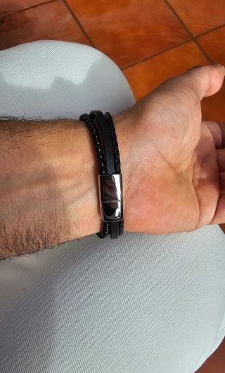 Pulsera Piel y Acero Hombre