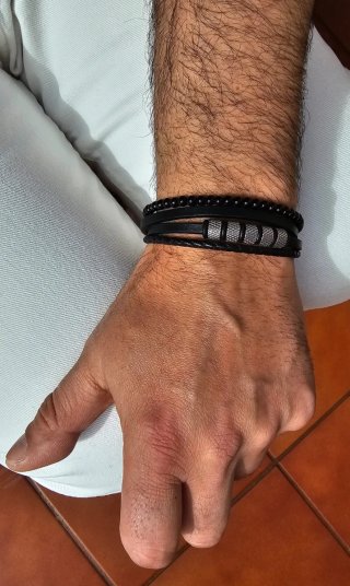 Pulsera Piel y Acero Hombre