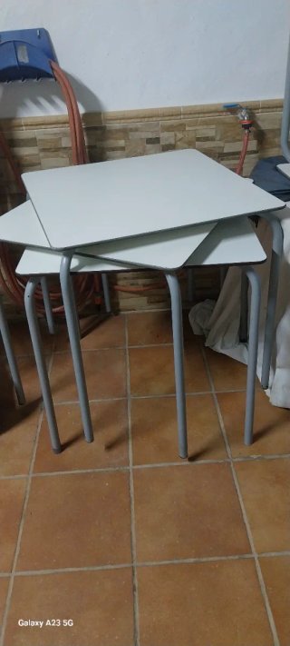 Mesa y Sillas Terraza Gris/Blanco