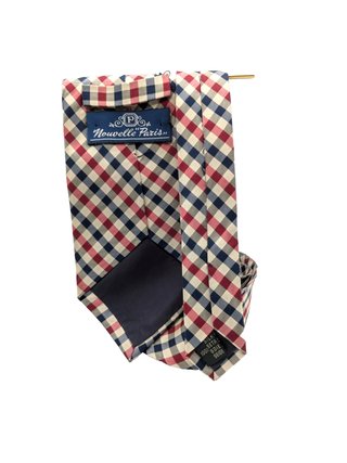 Cravatta Nouvelle Paris 100% Seta Check Blu Rosso