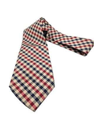 Cravatta Nouvelle Paris 100% Seta Check Blu Rosso