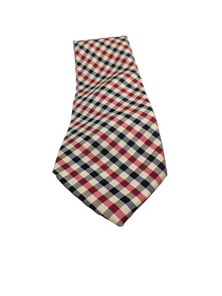 Cravatta Nouvelle Paris 100% Seta Check Blu Rosso