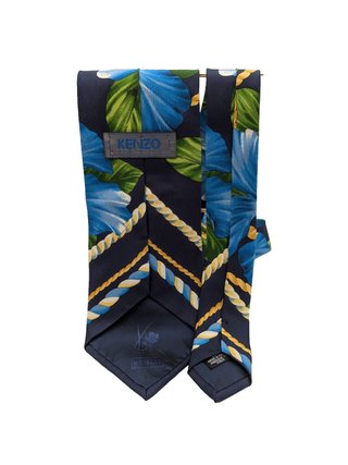 Cravatta KENZO 100% Seta Made Italy Floreale Blu