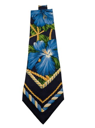 Cravatta KENZO 100% Seta Made Italy Floreale Blu