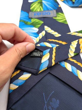 Cravatta KENZO 100% Seta Made Italy Floreale Blu