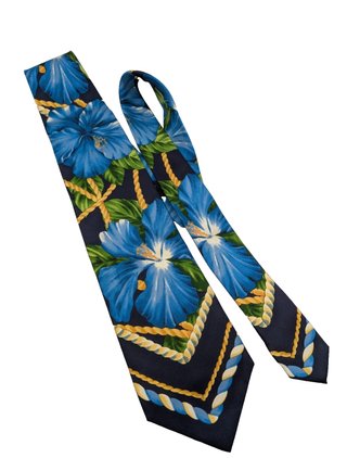 Cravatta KENZO 100% Seta Made Italy Floreale Blu