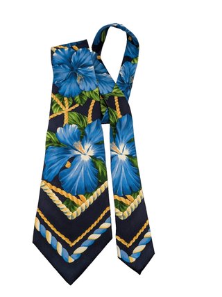 Cravatta KENZO 100% Seta Made Italy Floreale Blu