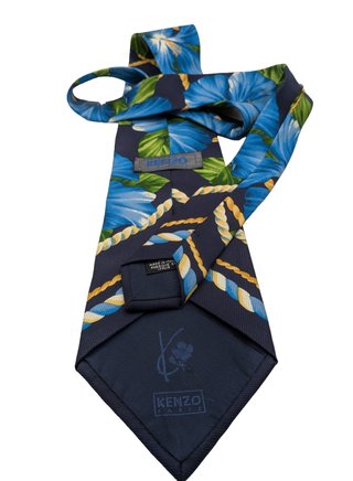 Cravatta KENZO 100% Seta Made Italy Floreale Blu