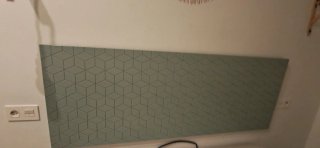 Cabezal de cama diseño geométrico verde menta
