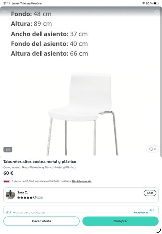 Taburetes Cocina Ikea GLEN Blancos (Set de 2)