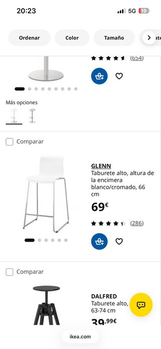 Taburetes Cocina Ikea GLEN Blancos (Set de 2)