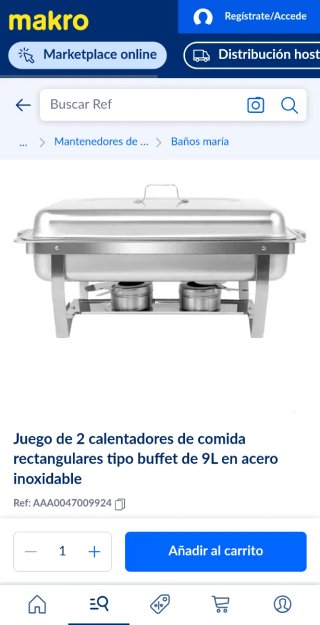 Chafing dish / calentador de comida acero inox x 2