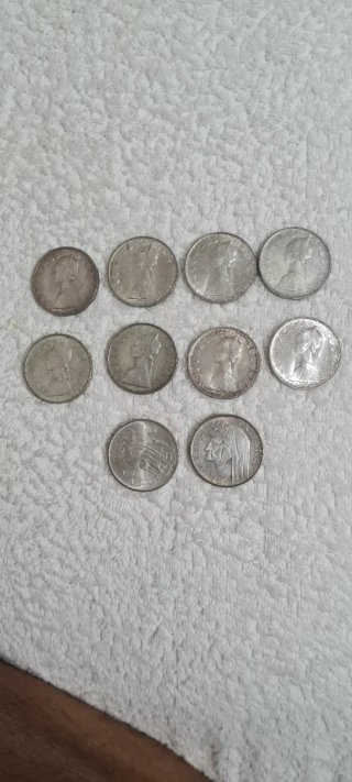 Serie 500 Lire Argento UNC AU 10 moneda 1958/67