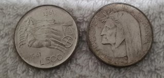 Serie 500 Lire Argento UNC AU 10 moneda 1958/67