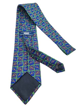 Cravatta DORMER Vintage 100% Seta Blu Verde Oro