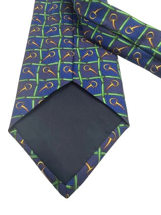 Cravatta DORMER Vintage 100% Seta Blu Verde Oro